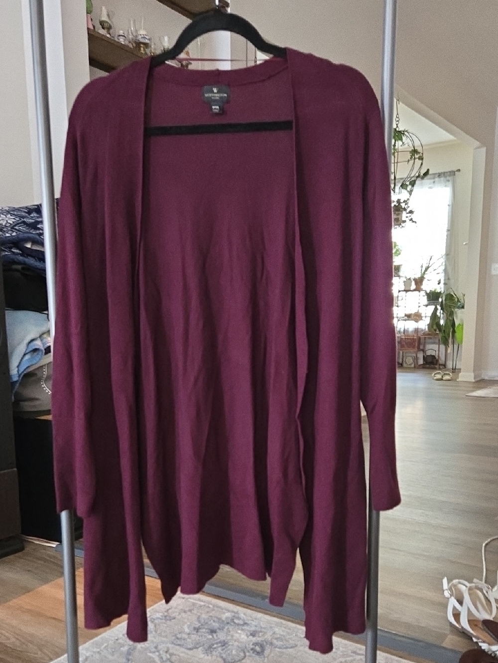 Worthington Open Front Burgundy Cardigan